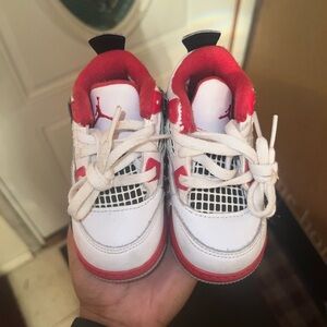 Jordan retro 4 Kids White and Red Sneakers